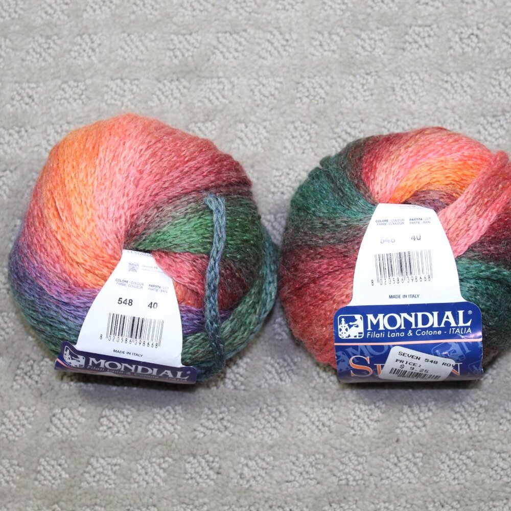 2 Skeins Mondial Idee & Filati Seven Made in Italy 50g Color 548 Lot 40